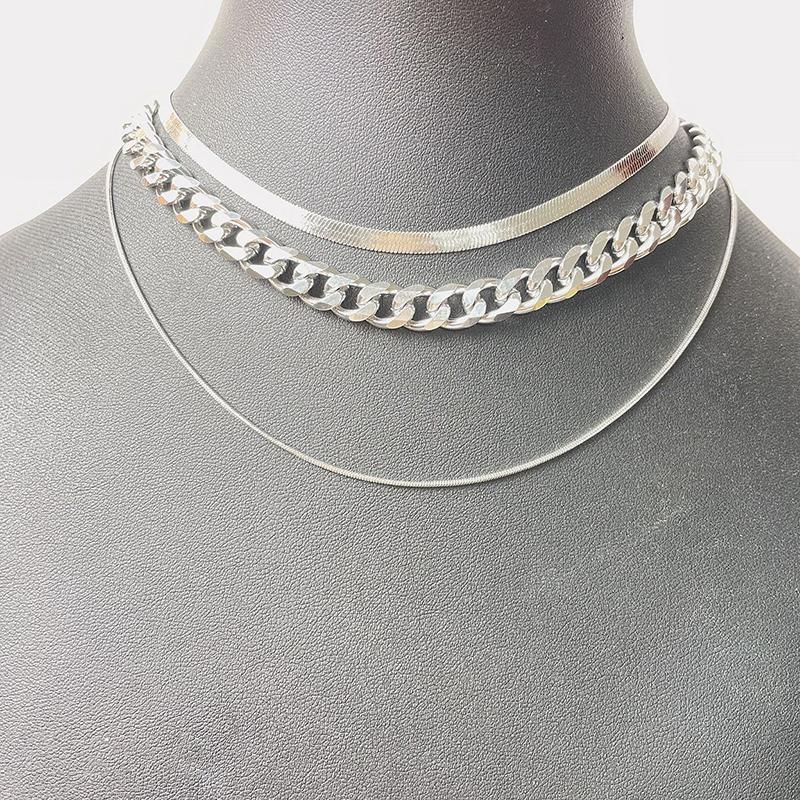 

Vintage Multilayer Choker Snake Chain Necklace For Women Thick Chain Hip-Hop Gold Copper Color Collar Zircon Female Accessories мідний