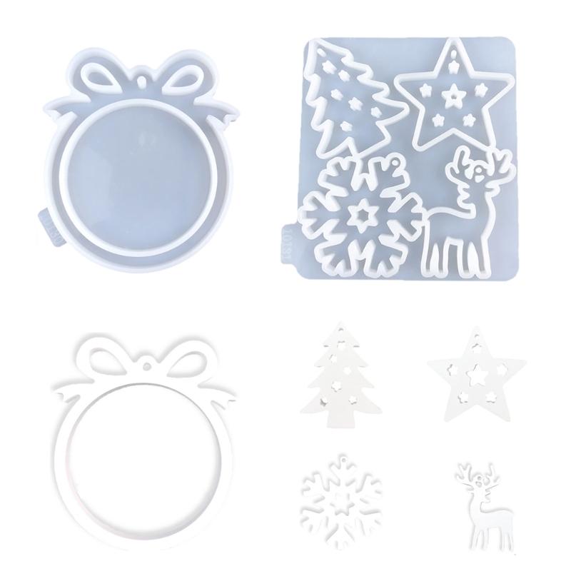 2 Pack Christmas Ornament Silicone Molds Festive Decorations Moulds for Craft Enthusiasts Jewelry Making Supplies