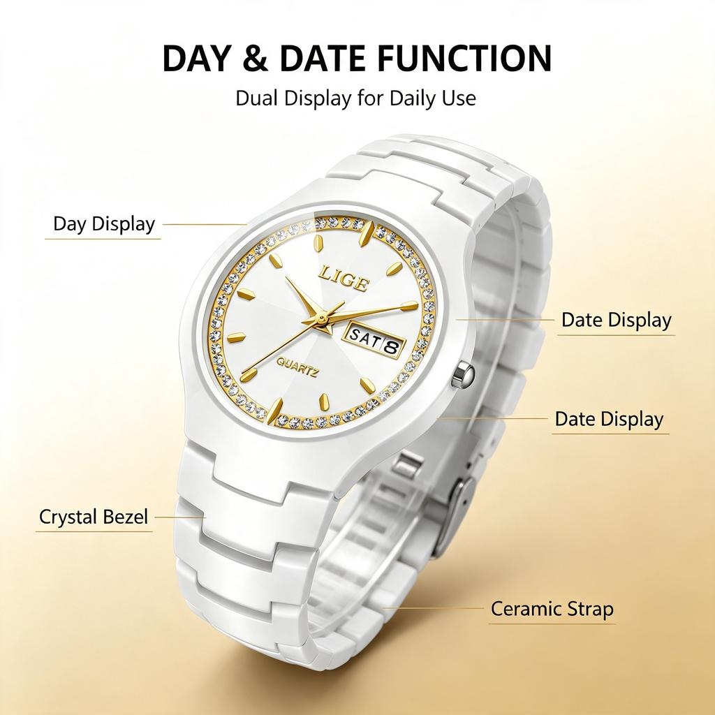 LIGE New Luxury Woman Watch Waterproof Stainless Steel Luminous Date Ladies Watch Simple Casual Women’s Quartz Watches