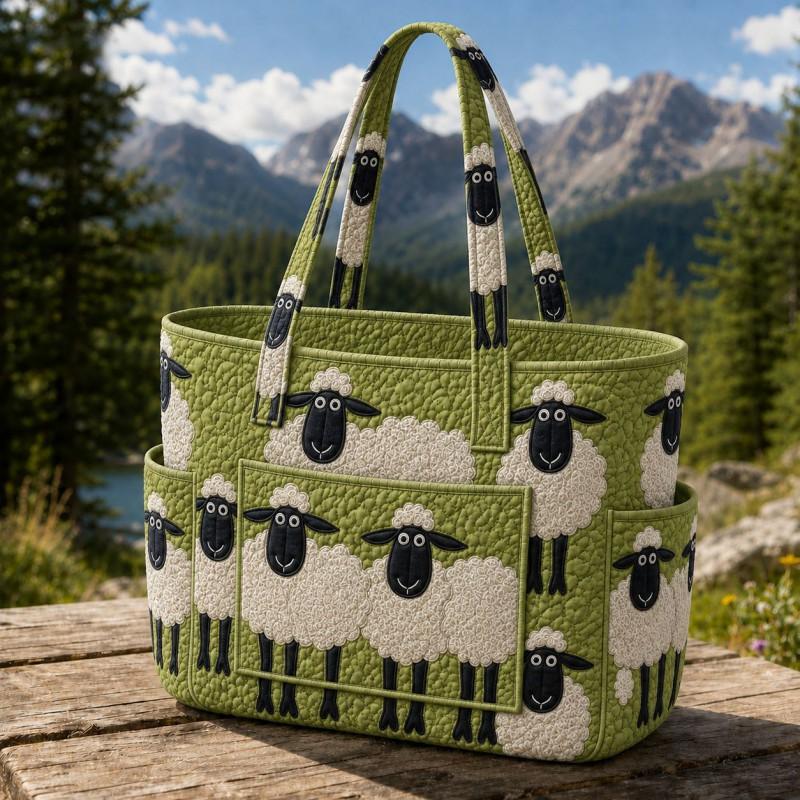 Large Capacity Tote Bag Digital Print Quilted Single Shoulder Hand Carry Casual Travel