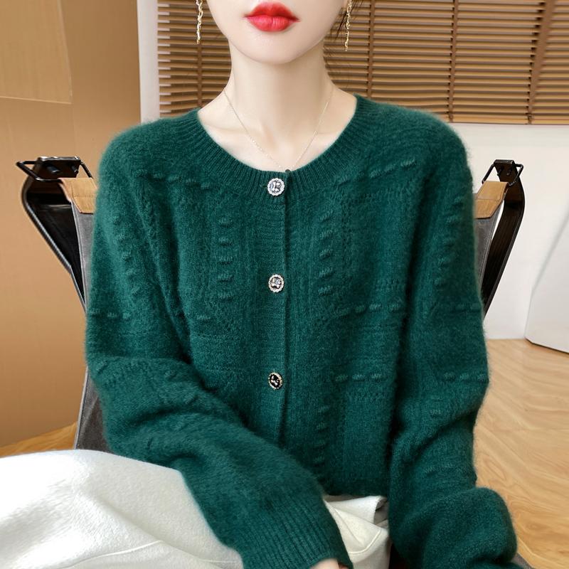 QingHe Cashmere Women's 30% Cashmere Cardigan - Soft & Warm Wool Blend Sweater