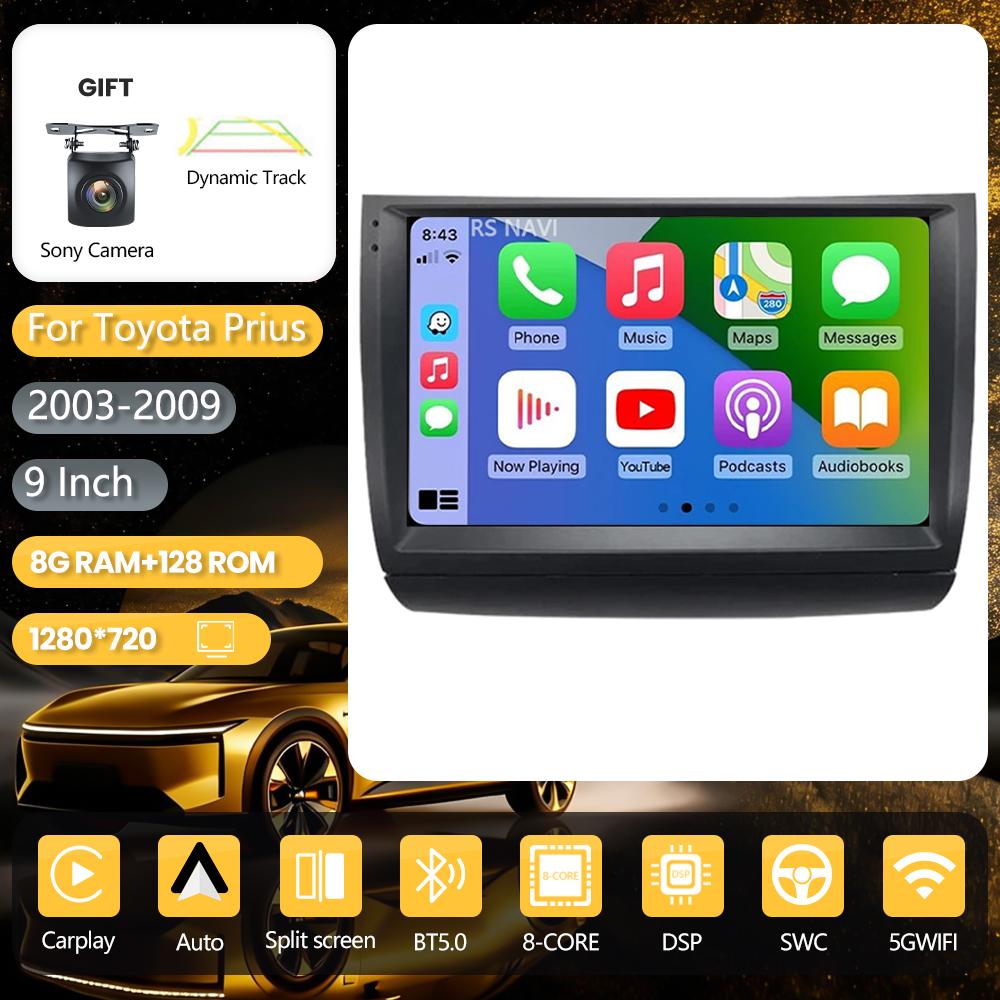 Android 16 for Toyota Prius 20 2002 - 2009 wifi+4G Carplay Car Radio GPS Navigation Multimedia Player Steering Wheel Control