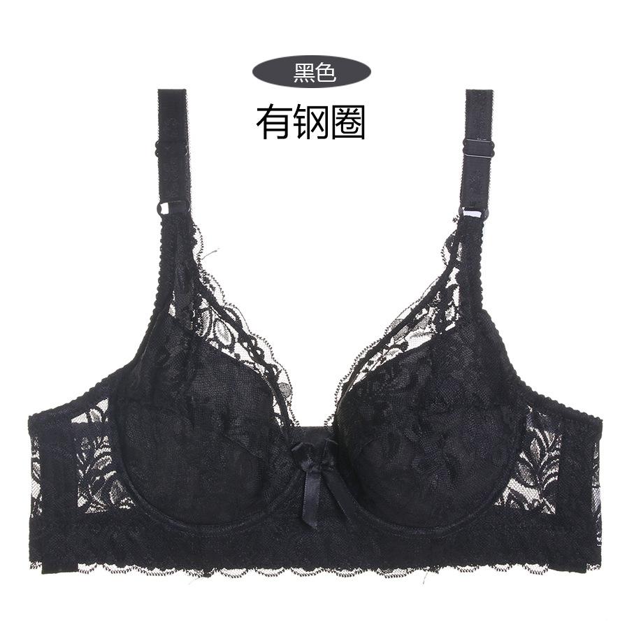 Underwear Full Lace Sexy Thin Cotton Large Cup Large Size Adjustment Bra Cover