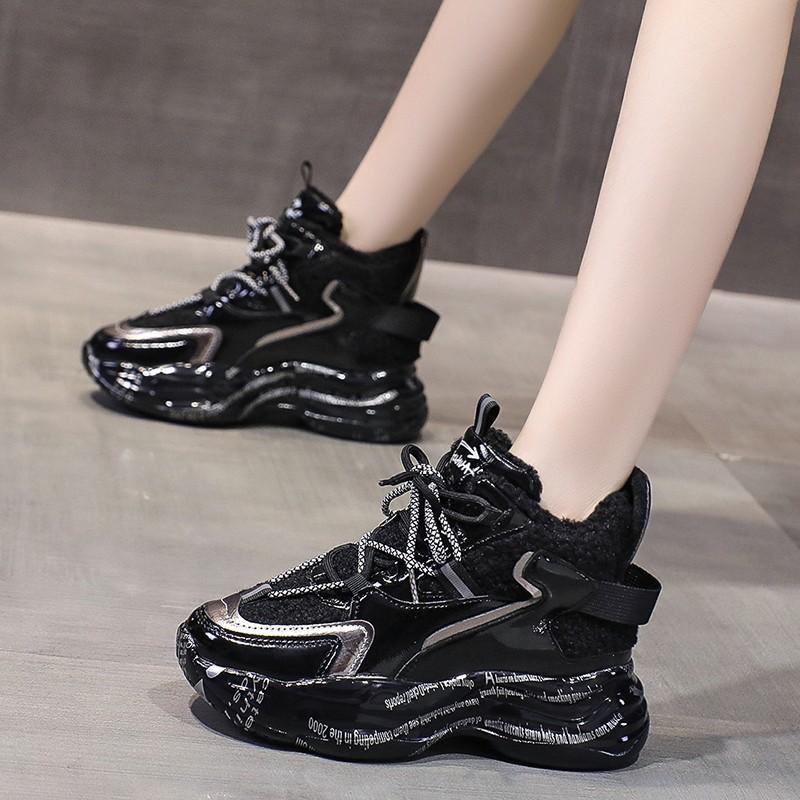 Fashion Black Basketball Gym Sports Athletic Women's Shoes Female Footwear Round Toe High On Platform Sneakers Stylish Promotion