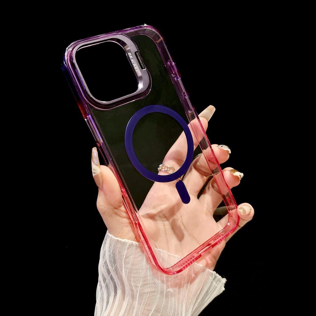 iPhone 17 Pro Max Gradient Magnetic Transparent Lens Stand Drop-Proof Case iPhone 16