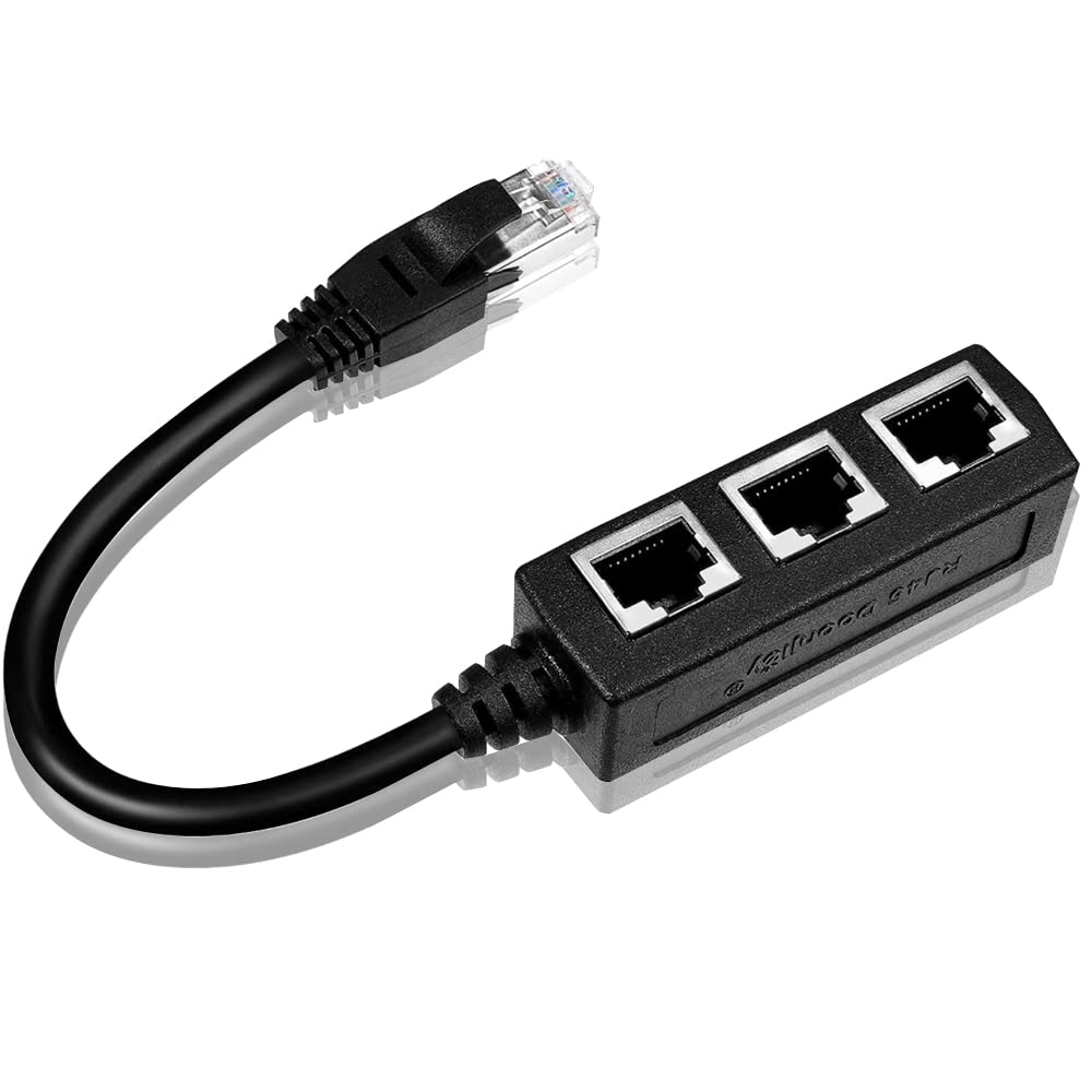 RJ45 Ethernet Cable Splitter Network Adapter,Ethernet Splitter 1 To 3 Cable Suitable Super LAN Ethernet Connector Adapter Cat 6