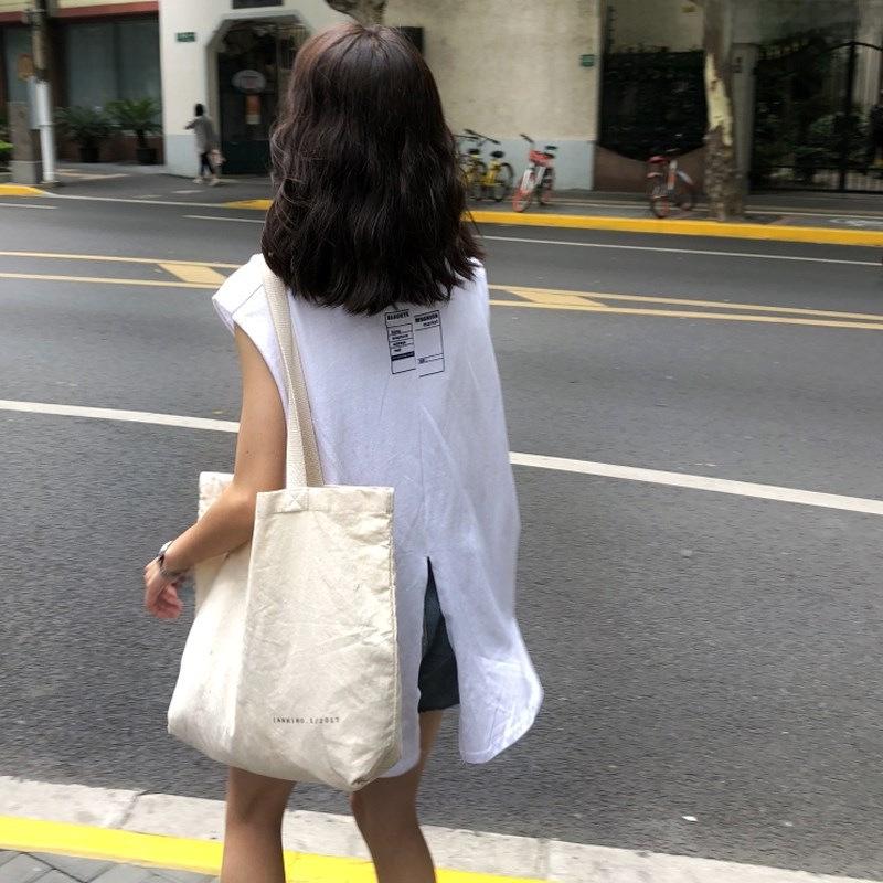 2024 Summer Korean Split-Back Sleeveless Loose Women's T-Shirt Top