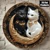 Circular Black & White Cat Wall Art Plaque – Decor for Bars, Kitchens, Cafés, Bedrooms, Living Rooms & Offices