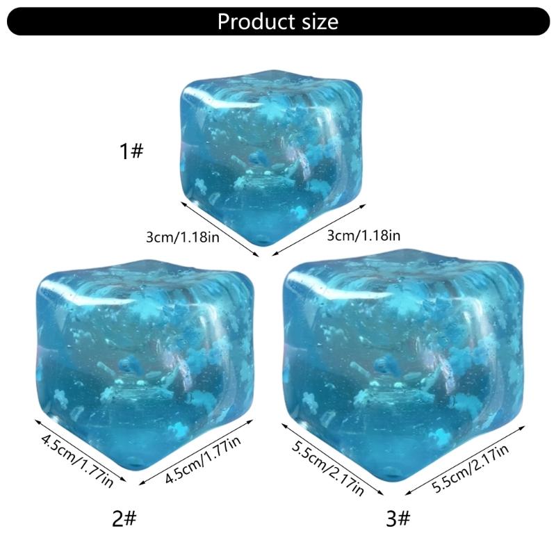 2Pieces AntiStress Ice Cubes Sensory Squeeze Toy for Anxiety Reduce Hand Strengthening Exercise Portable Squeeze Ball