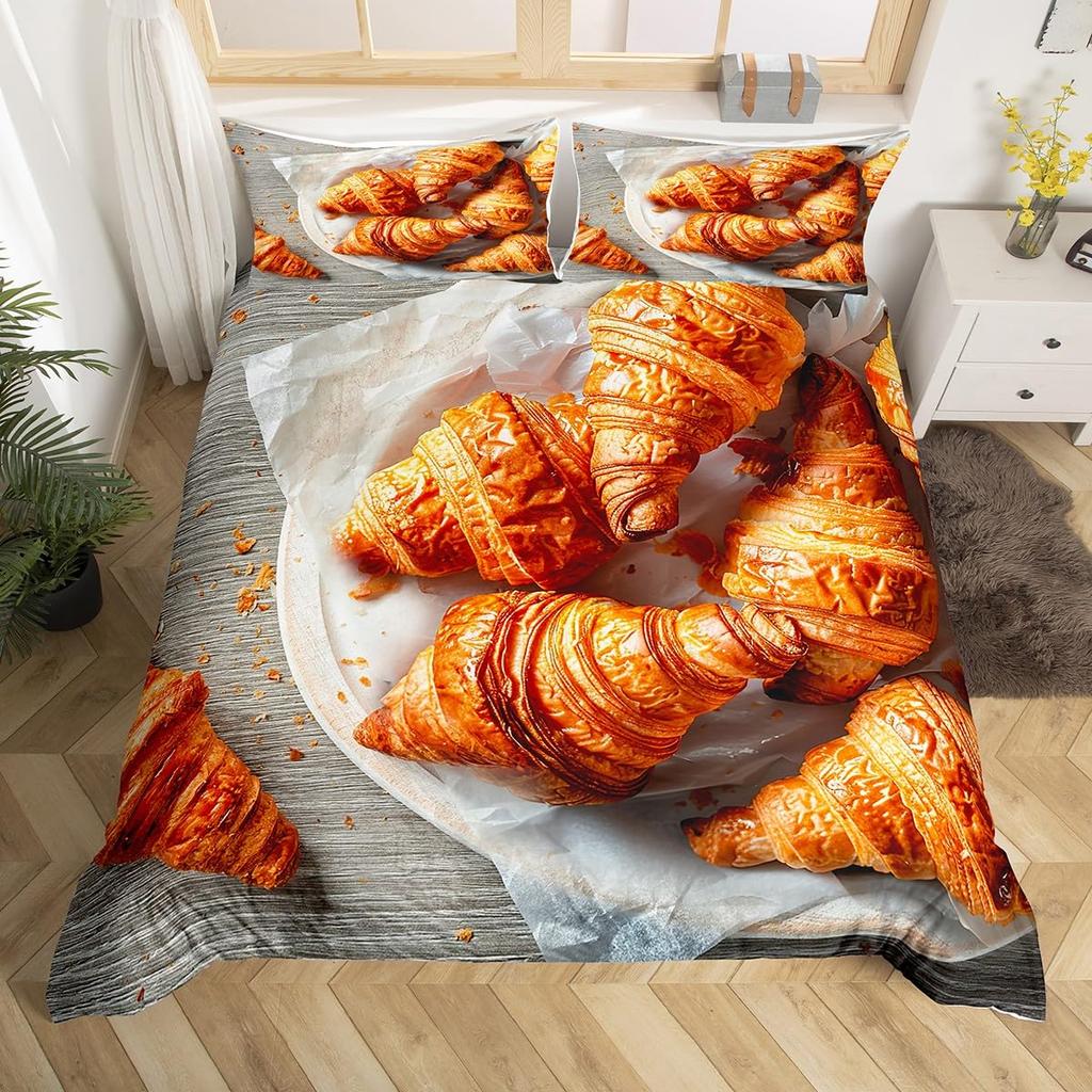 Bread Duvet Cover for Kids Teens Queen Size Lightweight Down Quilt Covers Bedroom Decor 2 Pillowcases 1 Duvet Cover No Comforter