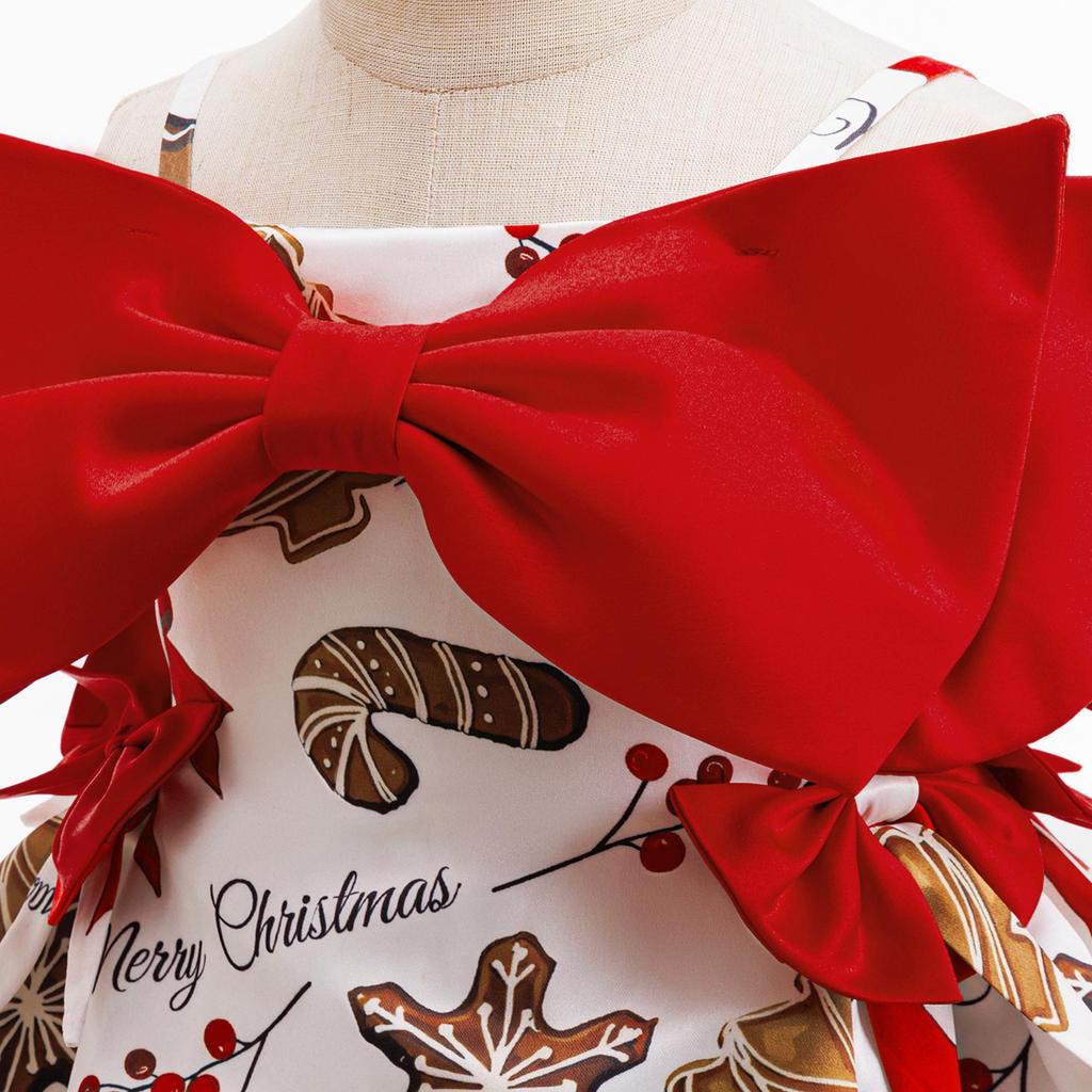 Rotes Weihnachtsprinzessinnenkleid mit Schleife und bauschigem Rock für Festivalauftritte