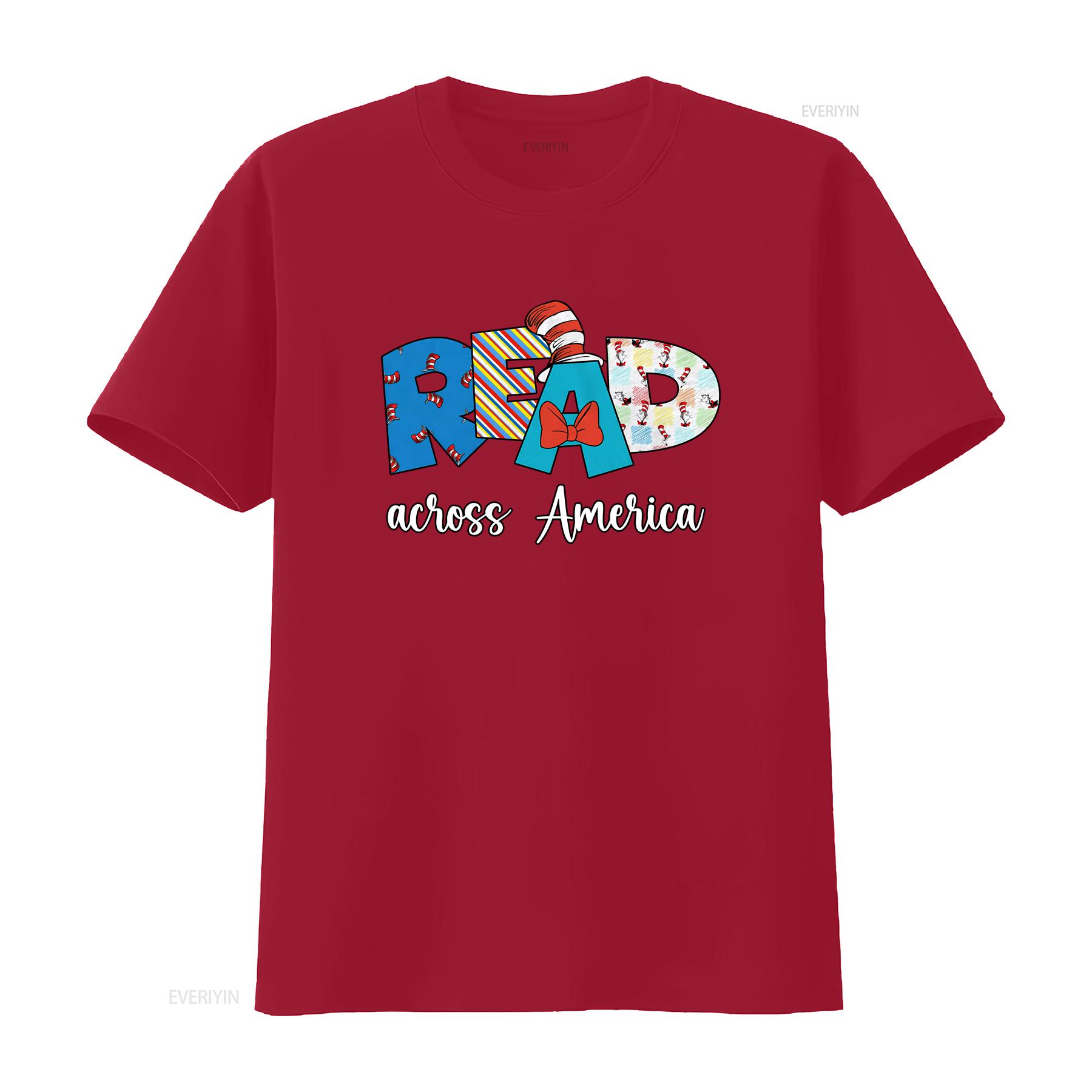 Read Across America T Shirt Reading Day Teacher Miss Things National School BYMG26 vintage Washed Casual Top For Everyday Wear S