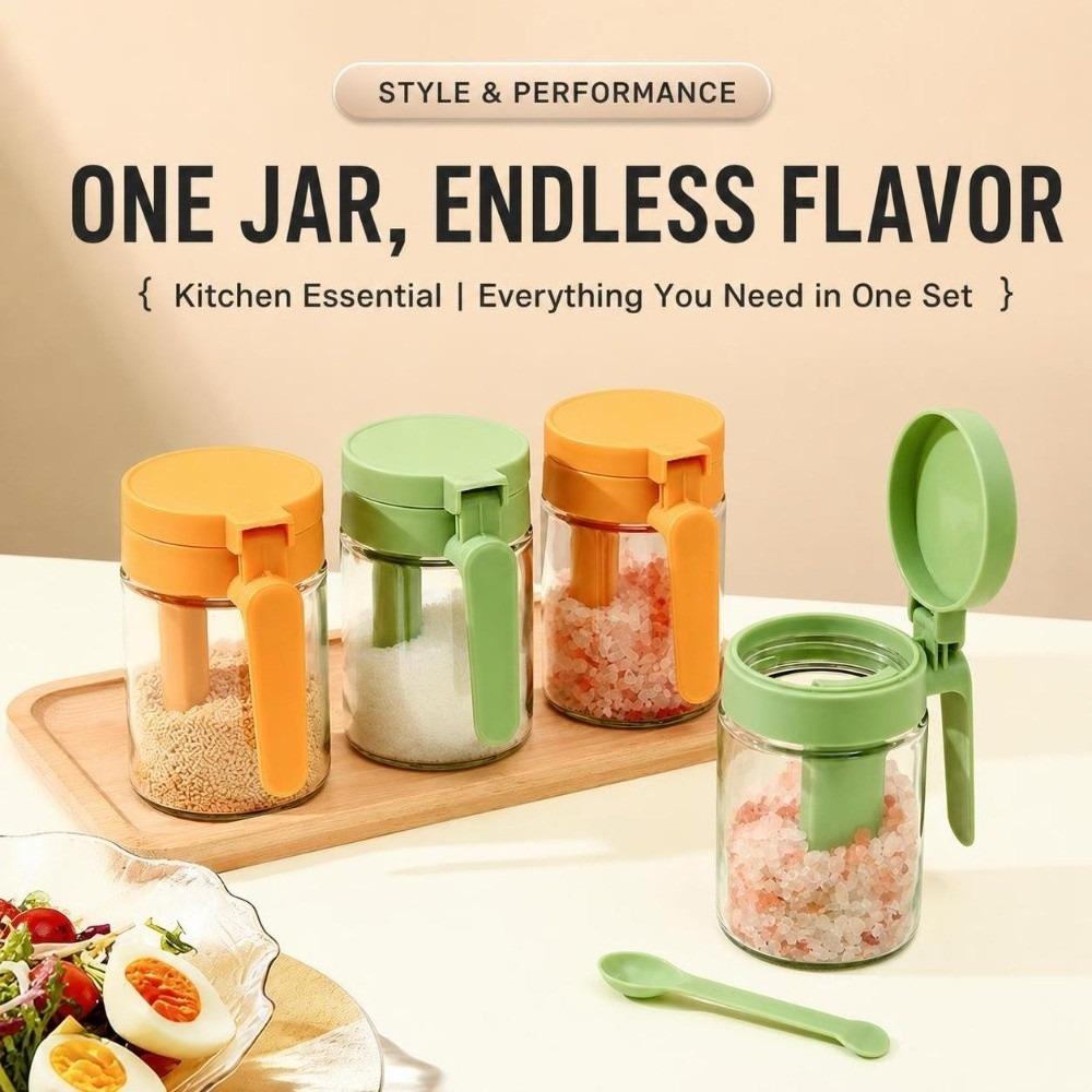 Self Sealing Lid Spice Storage Container Kitchen Seasoning Jar Cooking Flavor Storage
