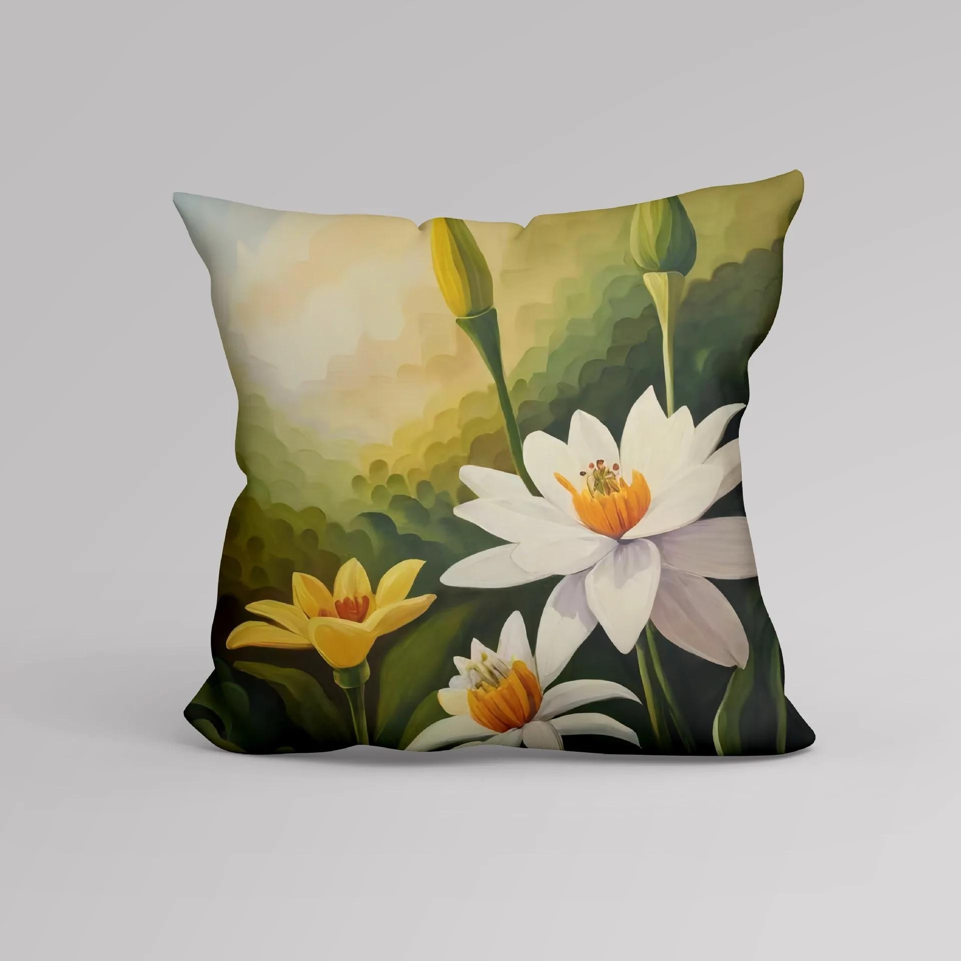 

Чехол для подушки с узором «Лилия» Чехол для подушки в стиле «Нордический Ваби-саби» 66x66cm хаки