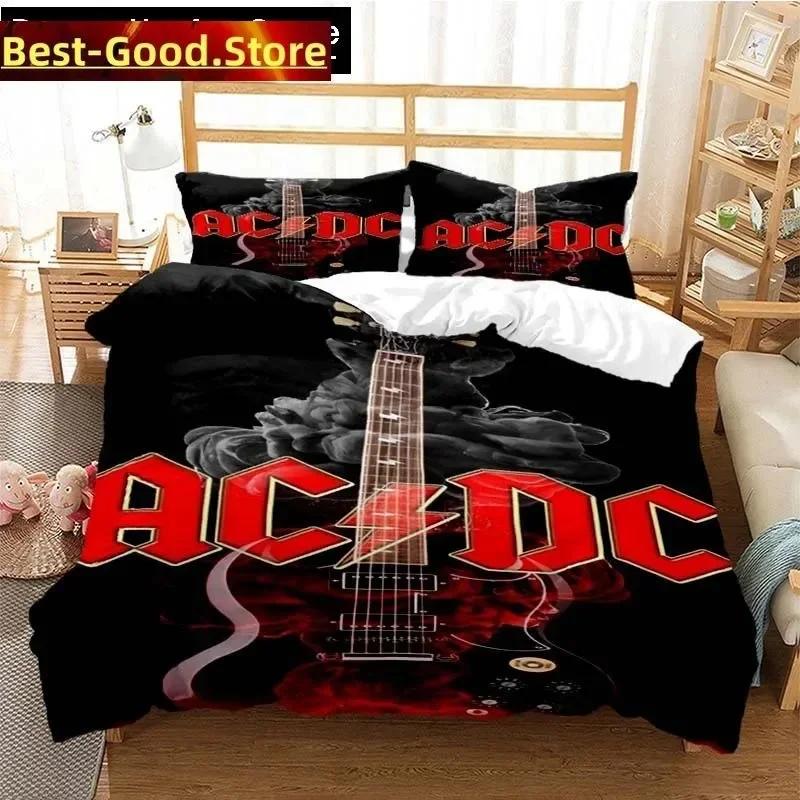 Fashion AC DC Rock Band Bedding Set Printed Bed Set With Pillowcase Bed Duvet Cover Soft Single Double Queen Super King Size