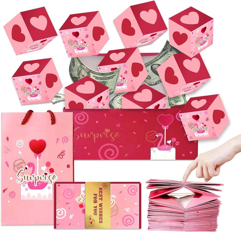 Valentijnsdag verrassing springdoos verjaardag creatieve geschenkdoos stuiterende rode envelop geschenkdoos