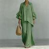 Bohemian Style Casual Twopiece Pants Suit With Spliced Cotton Linen For Women Summer Comfort