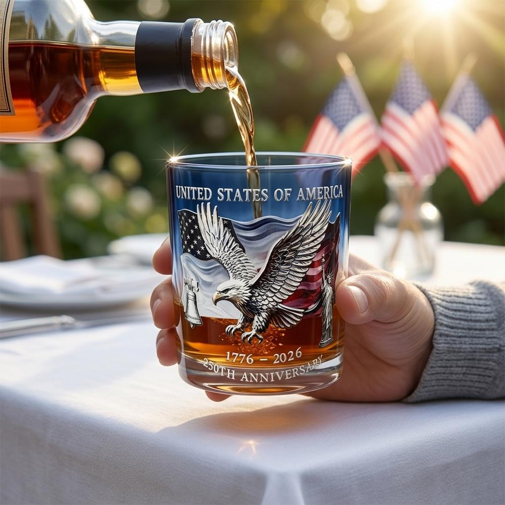 250Th Anniversary Whiskey Glass Usa Patriotic Drinking Cup American History Memorial Gift For 4Th Of July Independence Day