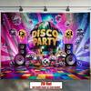 2D flaches Banner, 1 Stück, Vintage Disco Party Hintergrund Dekoration Kulisse Foto Requisite, Polyester Banner Dekoration