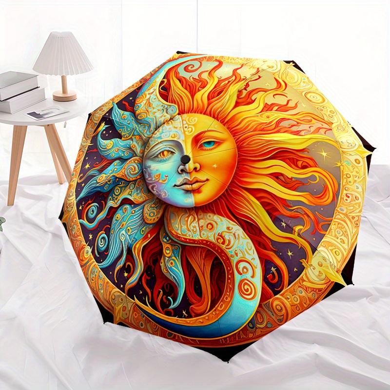 1pc Sun Moon Mbrella: Design with 8 Ribs Compact Umbrella for Outdoor Travel Companion Festival Gift for Friends And Family Y2