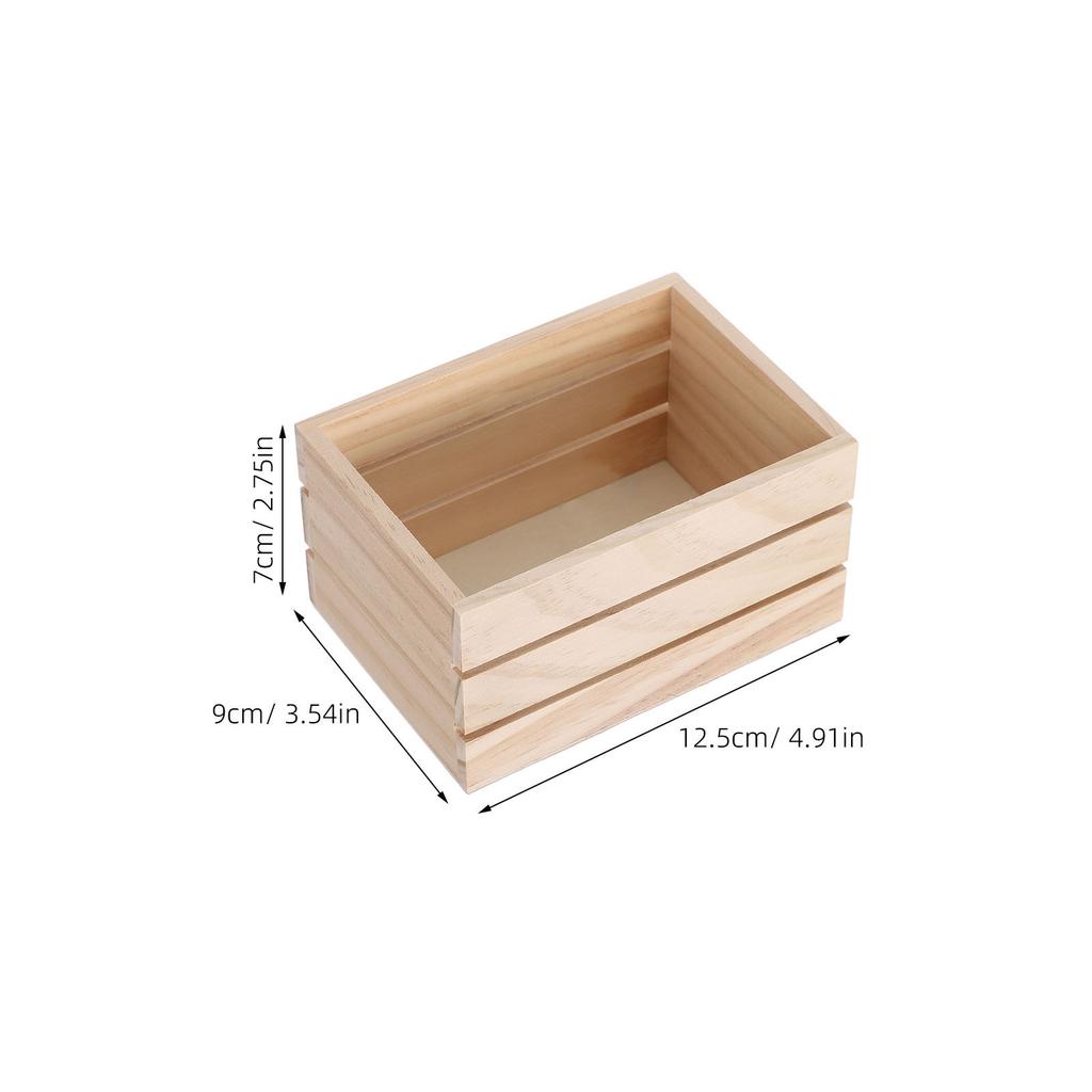 2Pcs Wooden Storage Crate Natural Pine Rustic Unfinished Unpainted Box for DIY Crafts Bedroom Kitchen Office Organizer Box