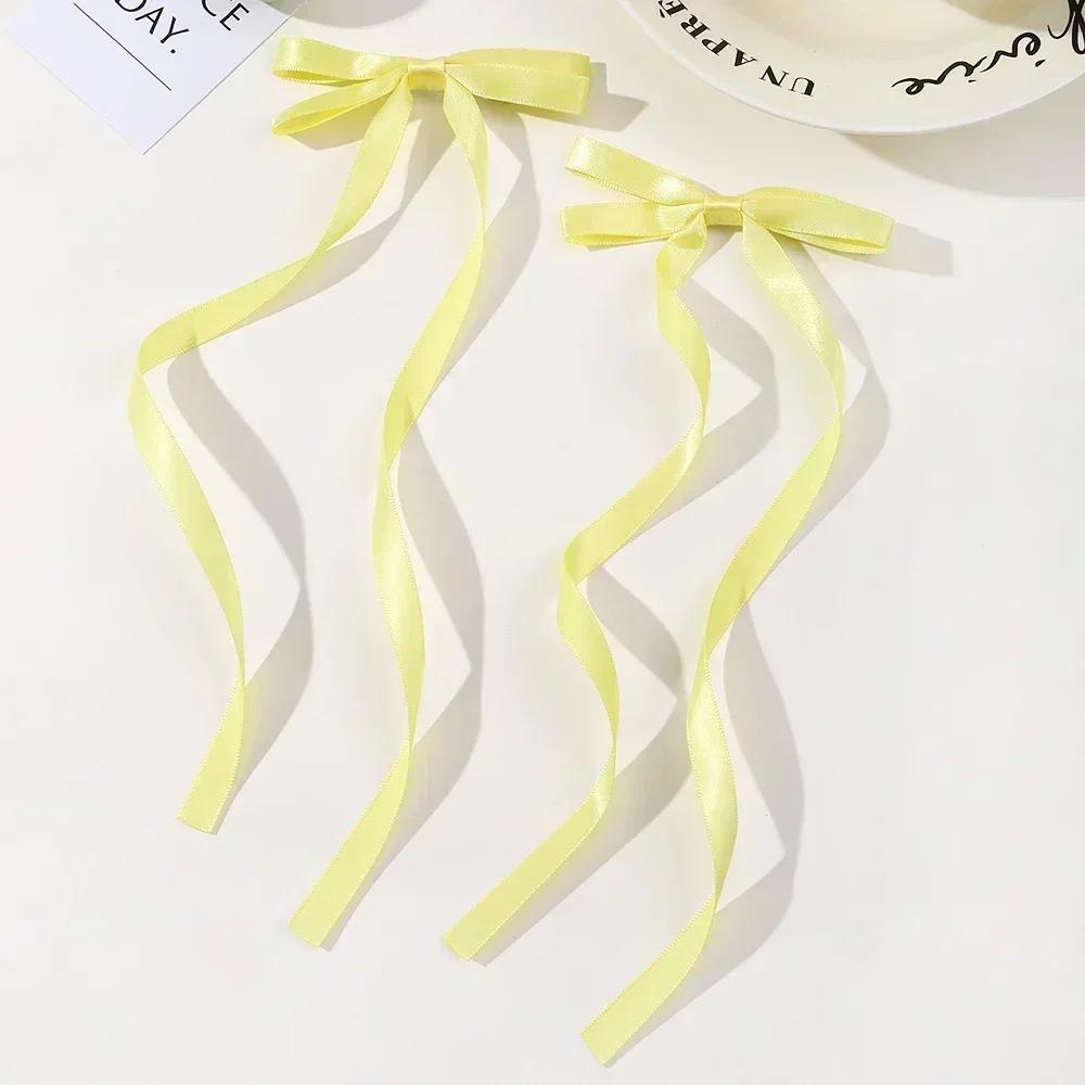 2 Pcs Fabric Hair Bow Hairpin for Women Girls Ribbon Hair Clips Headwear Black White Bow Top Clip Female Hair Accessories