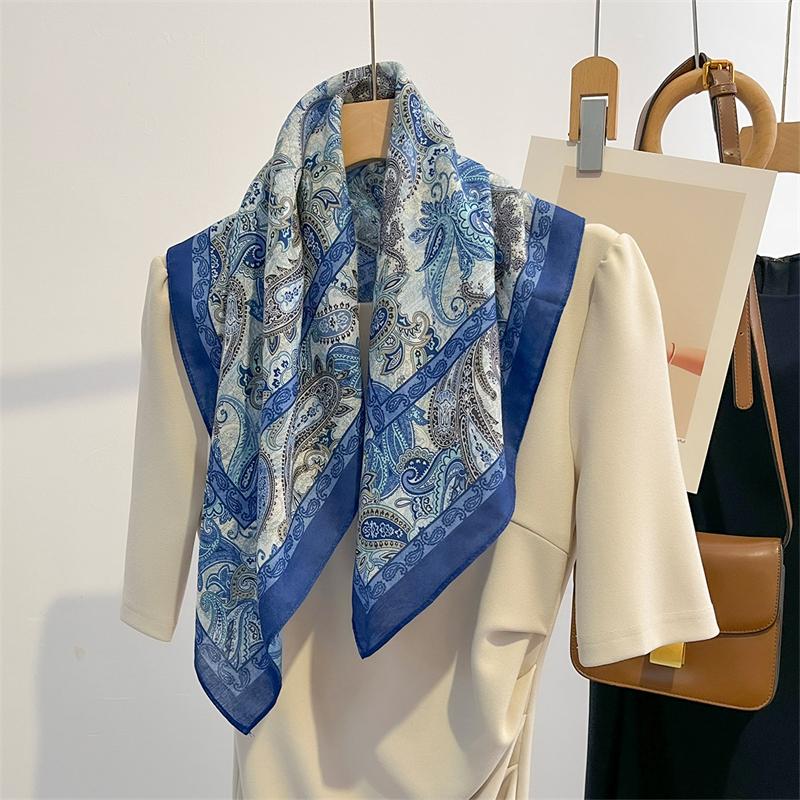 Ren Bomuld Dame Tørklæde Firkantet Foulard Dame Hals Hår Tørklæder Design Printet Hovedtørklæde Mode Pige Tørklæder 2023 Ny