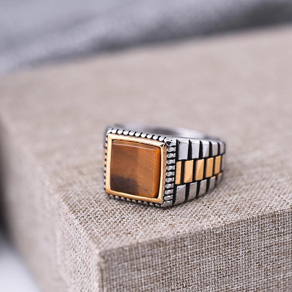 Men's 316LStainless Steel High Quality Onyx Rings Classic Trend Jewelry