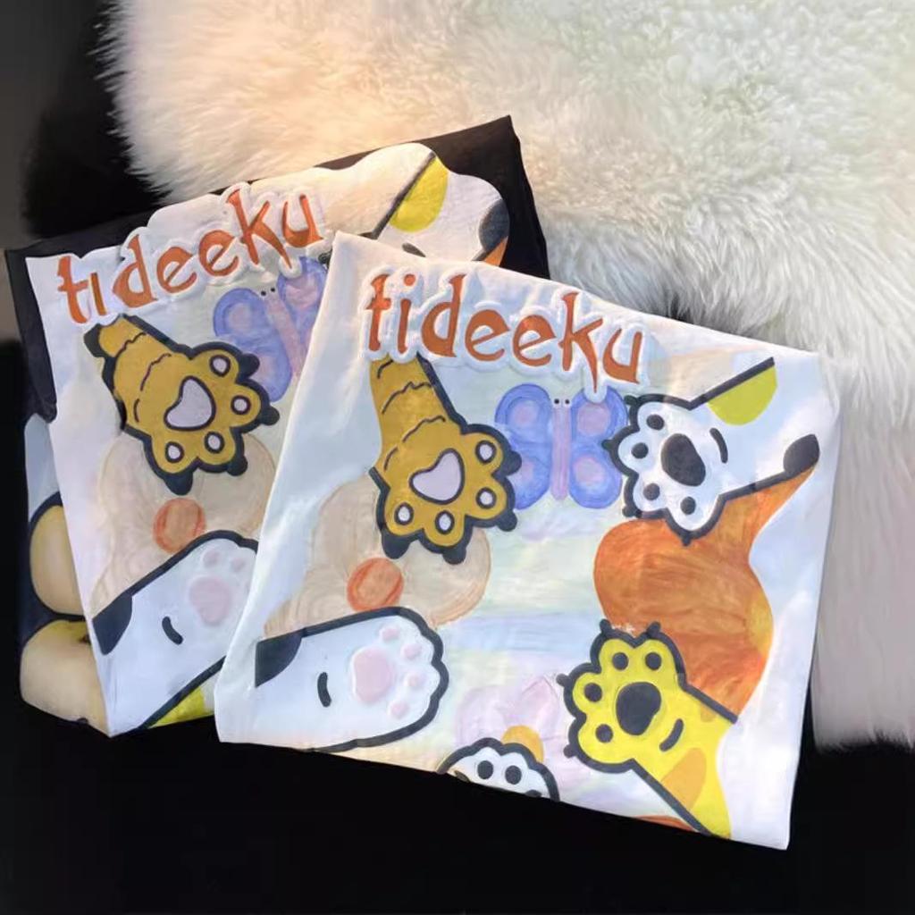 Übergröße Damen Harajuku Graffiti T-Shirt - Lockere Passform, Figurschmeichelnde Kurzarm für den Sommer