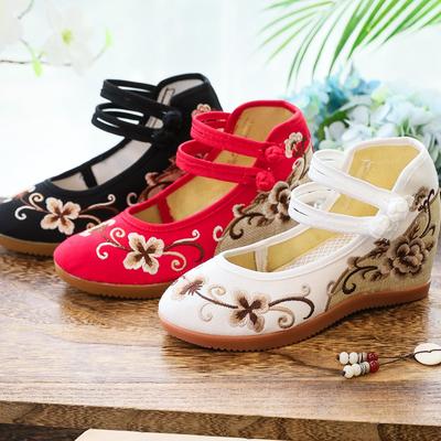 High Heels, Single Shoes, Wedge Heel Embroidered Cloth Shoes, Ancient Style, National Style, Spring and Autumn Women's Cloth Shoes and Women's Shoes
