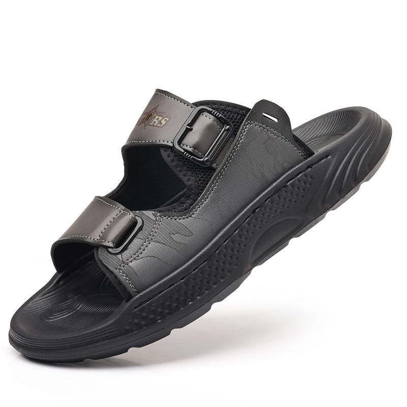 

Fashion Man Slippers Fashion Open Toed Sandals Beach Footwear Anti-collision Toe Wading Aqua Shoes Comfy Breathable Men Luxury Sandals 44 серый