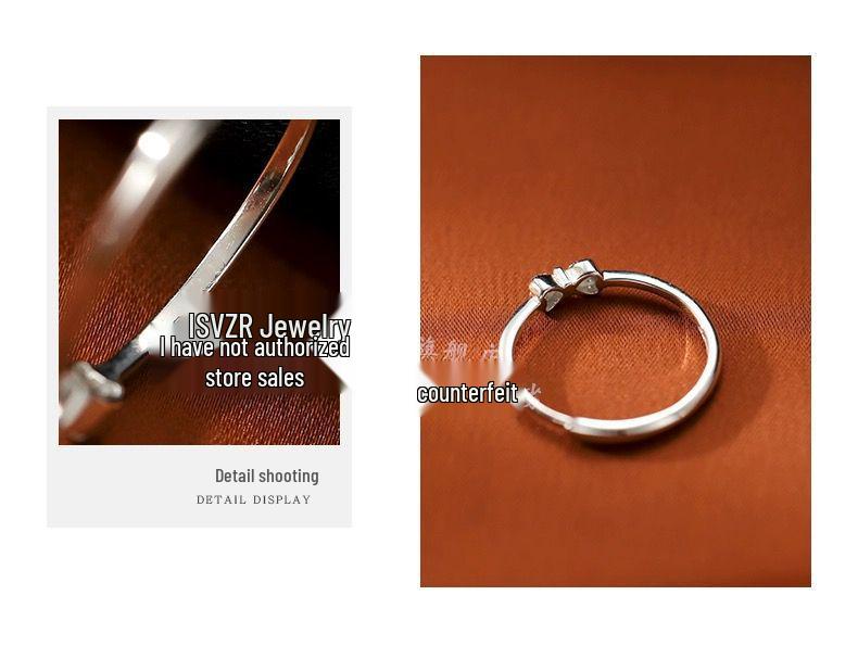 Women's 999 Sterling Silver Bow Ring: Elegant, High-End, Niche Design for Light Luxury Fashion