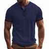Mens Casual Breathable Loose Short Sleeve Henley Summer T Shirt