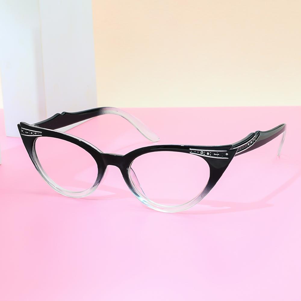 Modische Lesebrillen für Damen Katzenaugen-Stil Blaulichtfilter Computerbrillen Lesebrillen Mauerwerk-Rahmen Luxuriöses Design