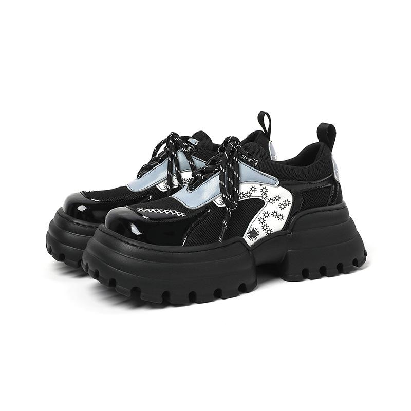 Winter Autumn Thick Sole Leather Shoes Women Retro Japanese Style Square Toe Casual Big Sport Head Doll Shoes