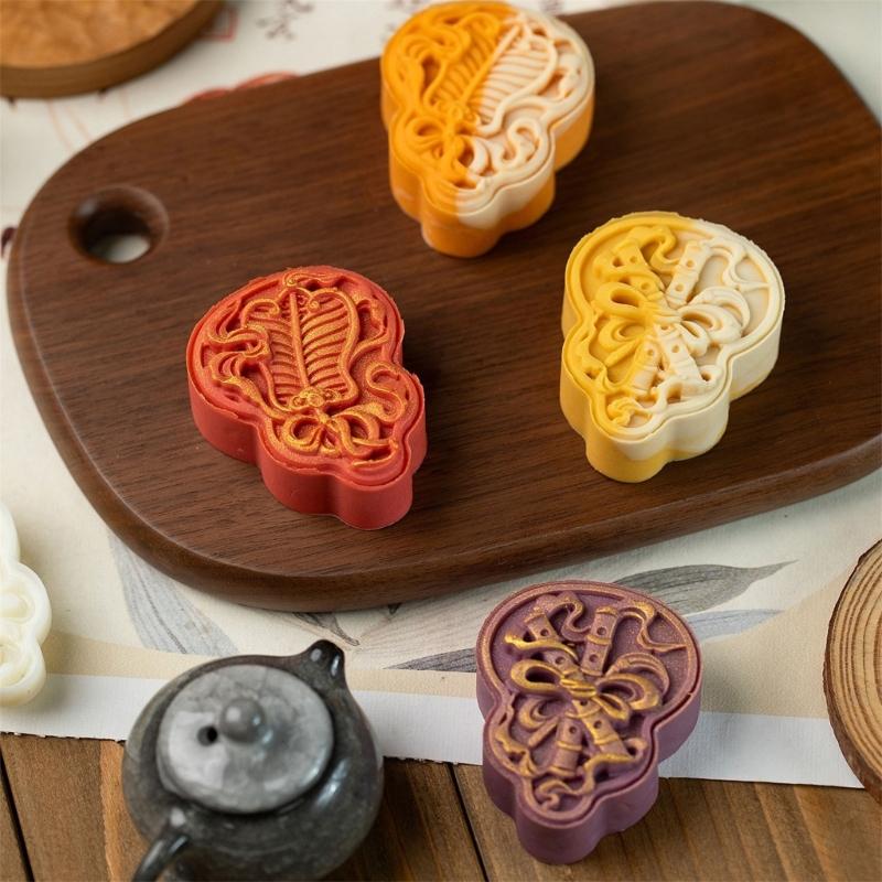 Cultural Autumn Festival Moon Cake Hand Press Molds With Gourd Shape DIY Baking Tool For Kitchen Artistries
