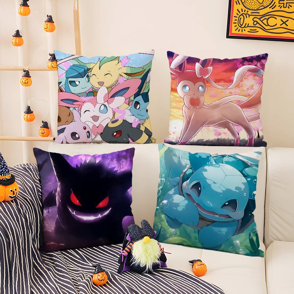 Pokemon Adventure Team Anime Plush Pillow Cover Soft Short Plush Cushion Cover For Sofa Bedroom Living Room Decor Gift