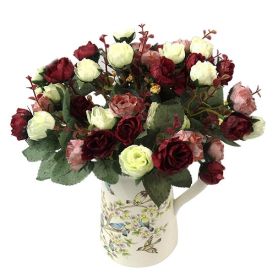 1 Bouquet 21 Head Artificial Rose Silk Flower Leaf Home Party Wedding Decor
