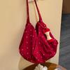 Korean polka dot red bag canvas bag women's lazy wind portable commuter shoulder bag niche design shoulder bag