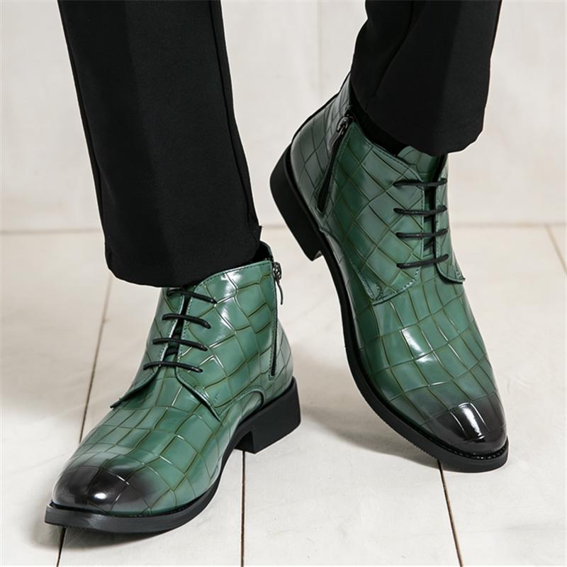 Winter Fashion Brand Designer Men's Pointed Lace Up Casual Chelsea Shoes Wedding Dress Motorcycle Footwear High Top Ankle Boots