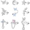 Bobisty 16G Cartilage Earrings for Women Stainless Steel Helix Piercing Jewelry Leaf Butterfly CZ Studs