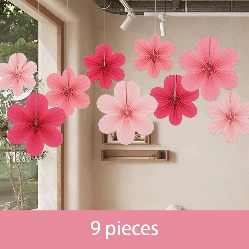 9 szt./zestaw Papierowe Kwiaty Dekoracje na Ścianę Papierowe Wentylatory Dekoracja Klasy Papierowa Florystyczna Tło Dekoracja Papierowe Wentylatory Dekoracja