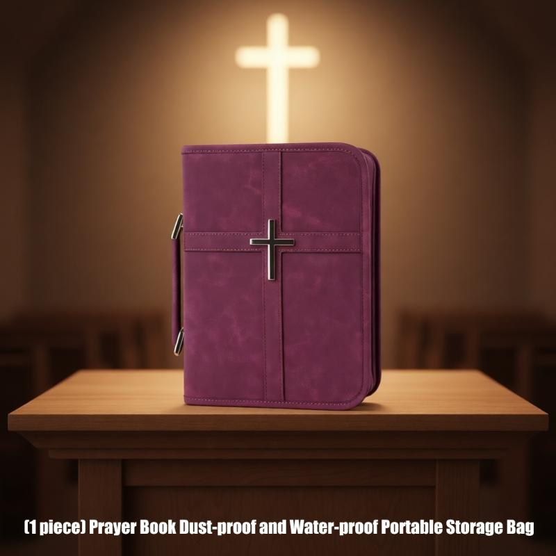 Borsa porta libro di preghiera Custodia per libro in pelle PU con chiusura completa e maniglia per il trasporto per culto, viaggi e uso domestico