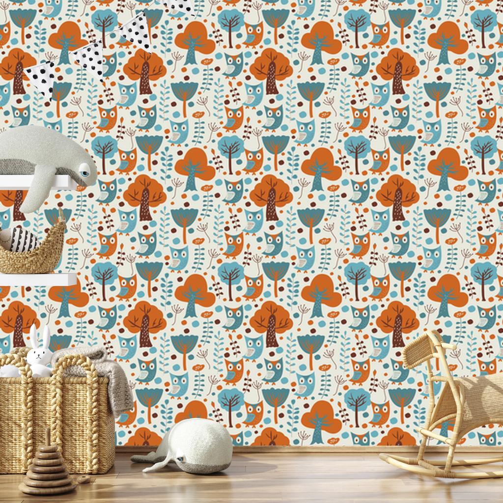 Colorful Owls Wallpaper for Living Room and Bedroom 50x1000