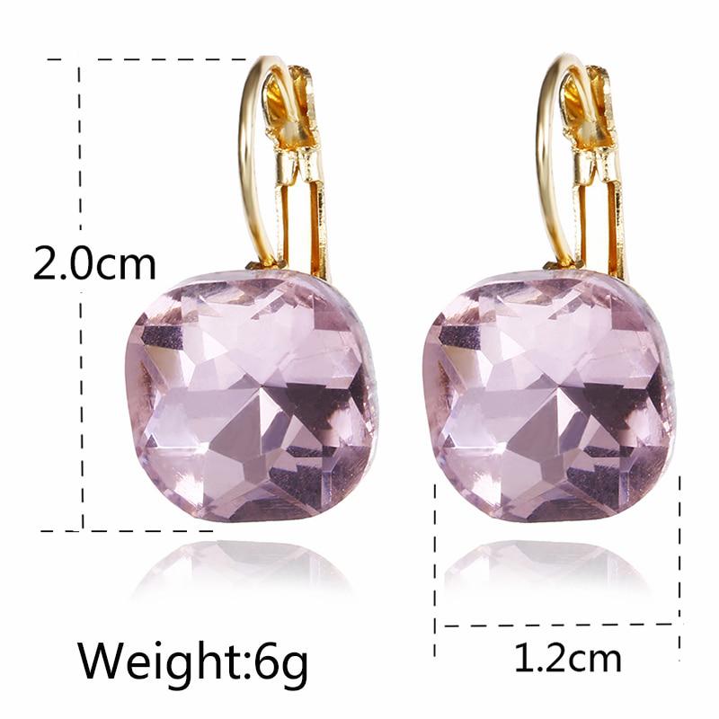 Square Stud Earrings Pink Red Green Black Earring For Women Wedding Jewelry