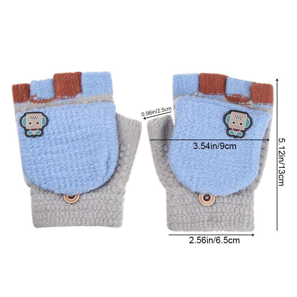 Cover Students Children Winter Warm Mittens Half-finger Gloves Knitted Glove Thickening Gloves
