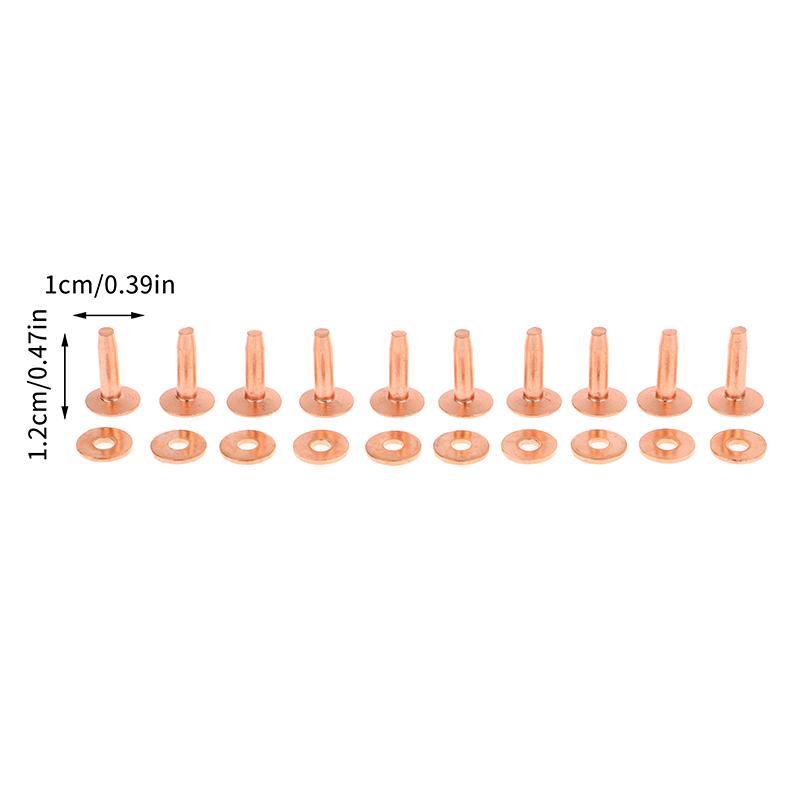 10 sad Nýtované Měděné nýty pro kůži s podložkami pro DIY nýtování DIY Vintage kožené zboží