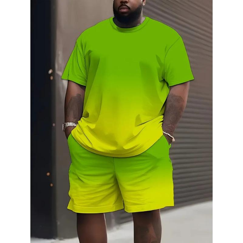Men's Short Sleeve T-shirts And Shorts Set Outdoor Street Short Sleeve Top Shorts Plus Size Casual Summer T Shirts 2-piece Set