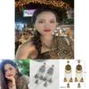 Boho Vintage Long Earrings With Alloy Flowers And Rhinestone Detailing For Women
