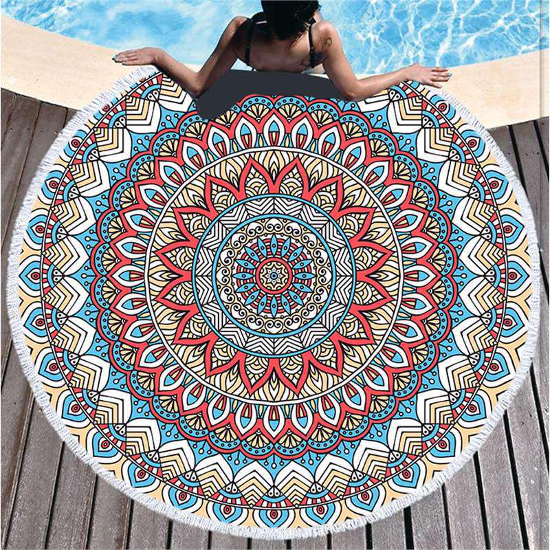 Mandala Pattern Microfiber Beach & Bath Towel - Luxurious Feel & Decorative Floor Mat